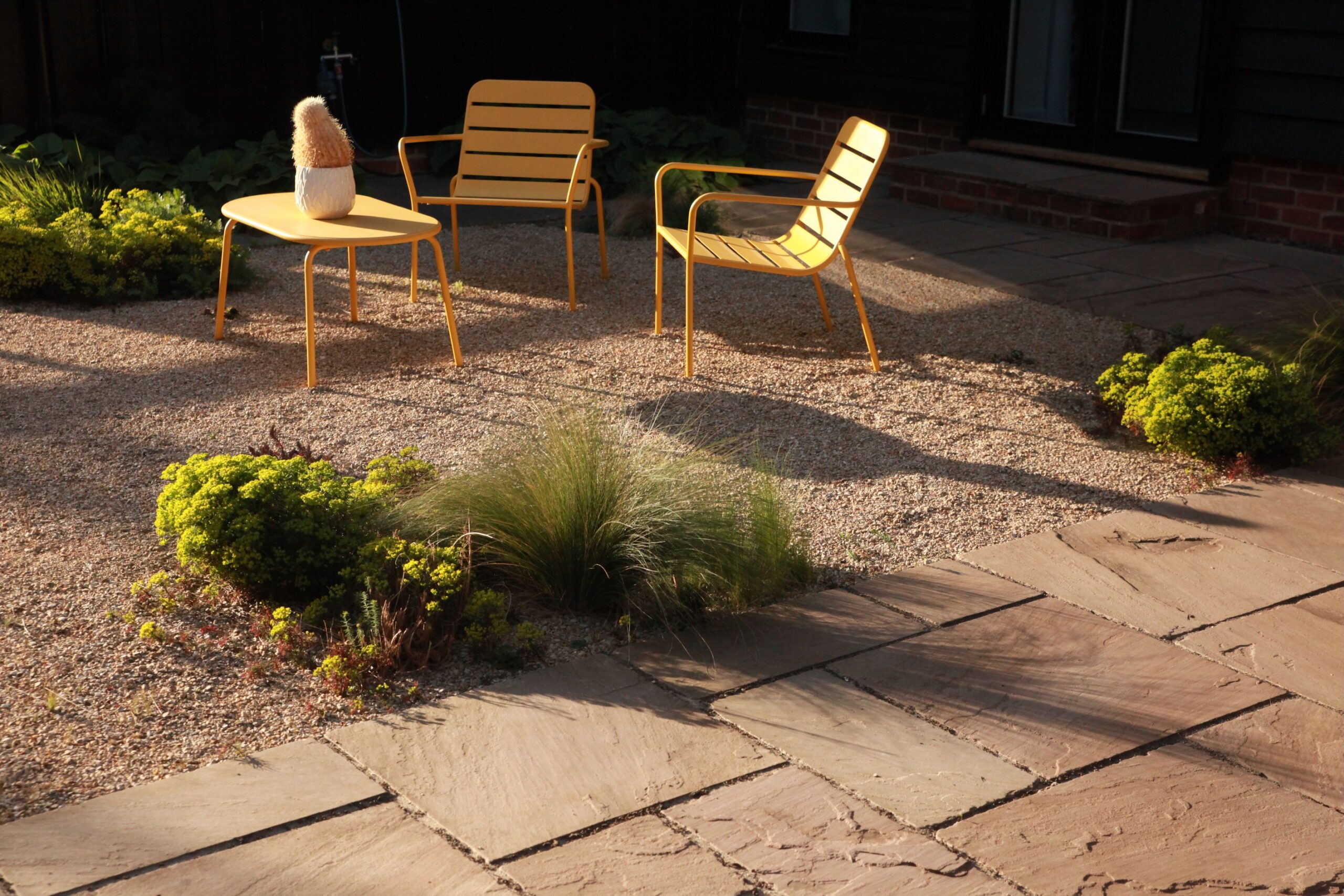 lounge chairs gravel
