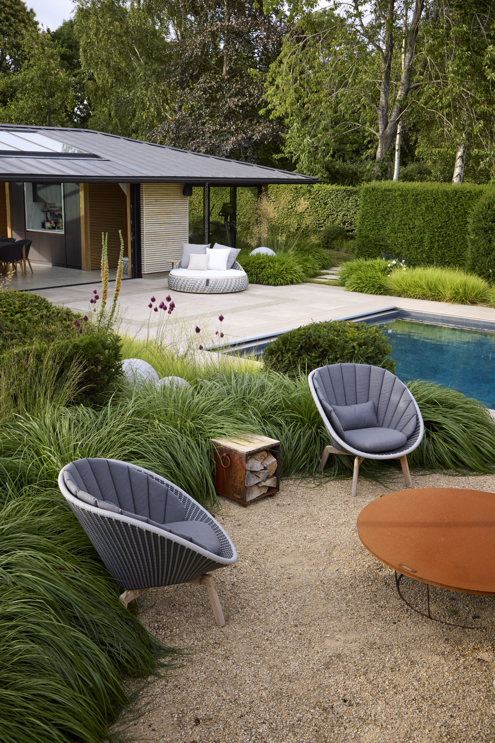 fire pit and pool