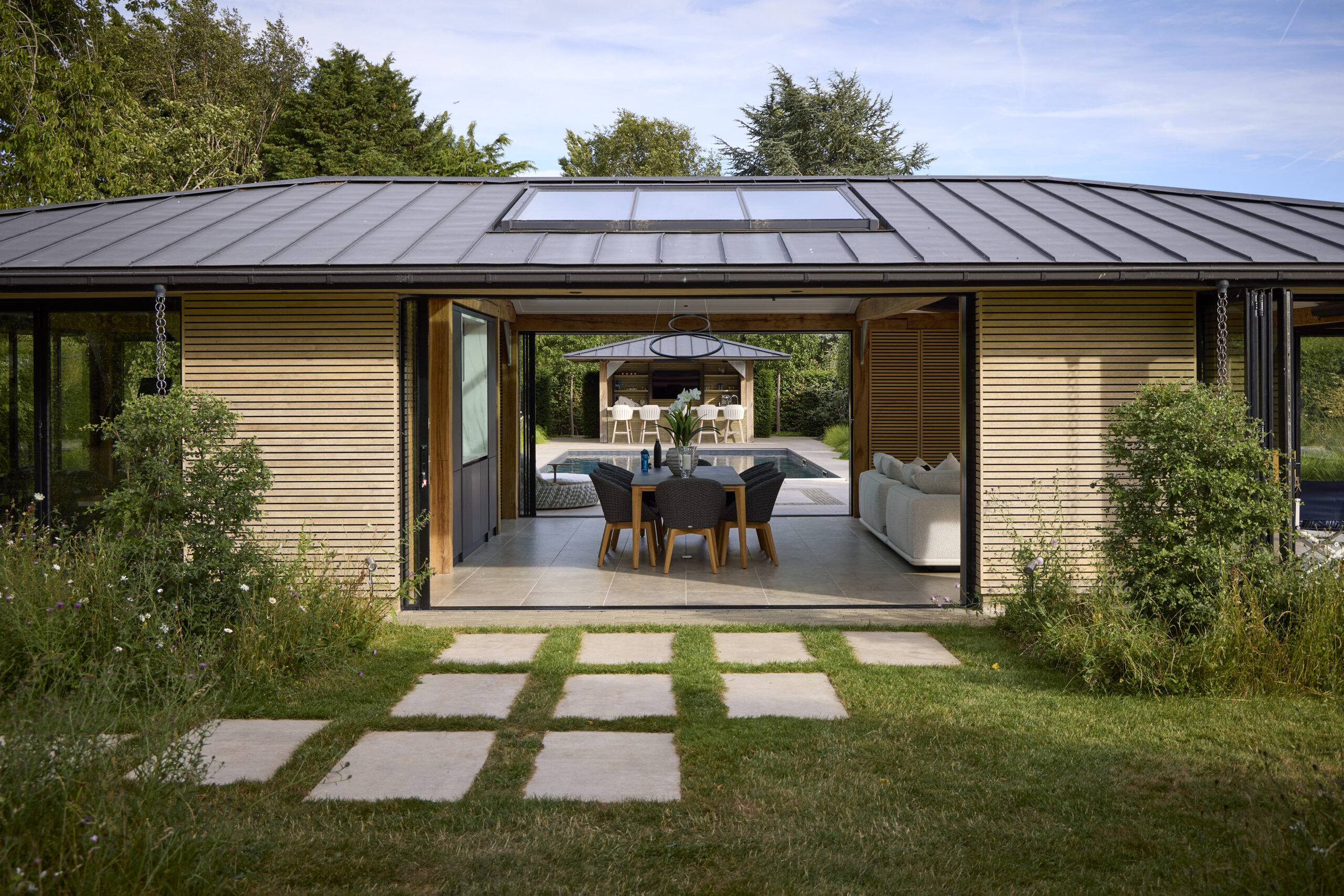 meadow and outdoor kitchen